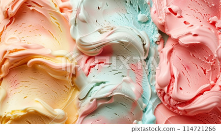Mix different ice cream flavors and colors for a vibrant display. 114721266