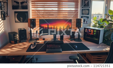 Boost home office efficiency for remote work without distractions. 114721351