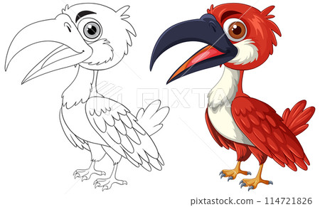 Colorful and Outline Bird Illustration Colorful and Outline Bird Illustration 114721826