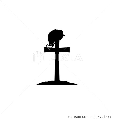 Cross and military helmet. 114721854