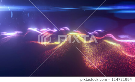 Rainbow energy magic digital futuristic waves with light rays lines and energy particles. Abstract background Rainbow energy magic digital futuristic waves with light rays lines and energy particles. Abstract background 114721994
