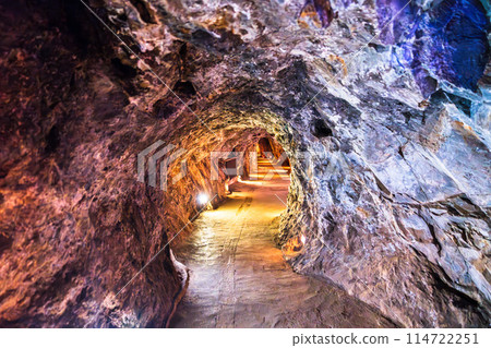 Interior of Mina El Eden, a historic mine in Zacatecas. UNESCO world heritage in Mexico 114722251
