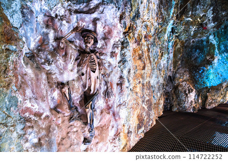 Skeleton of a dead miner in Mina El Eden, a historic mine in Zacatecas. UNESCO world heritage in Mexico Skeleton of a dead miner in Mina El Eden, a historic mine in Zacatecas. UNESCO world heritage in Mexico 114722252