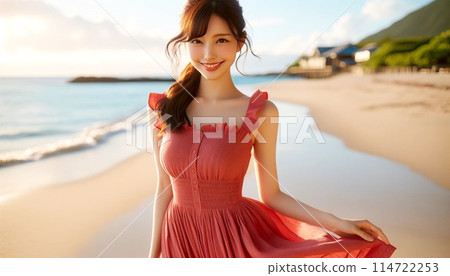 Young woman posing at the seaside Young woman posing at the seaside 114722253