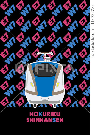 Background with E7 W7 design and illustration of Hokuriku Shinkansen 114722282