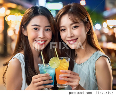 Woman relaxing at the bar 114723197