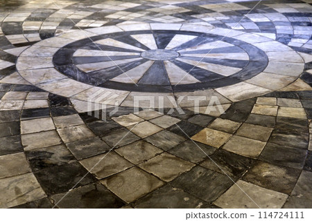 Mosaic square tiles pattern of the wall, black and white. Mosaic square tiles pattern of the wall, black and white. 114724111