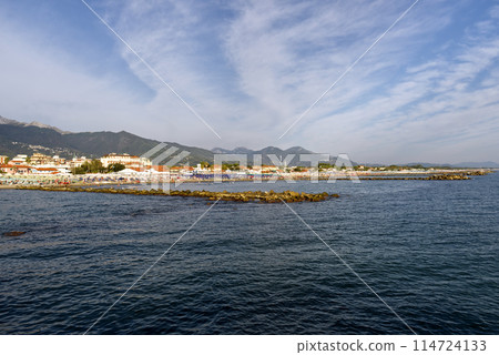 Marina di Massa, Tuscany, Italy: overview of the beach 114724133