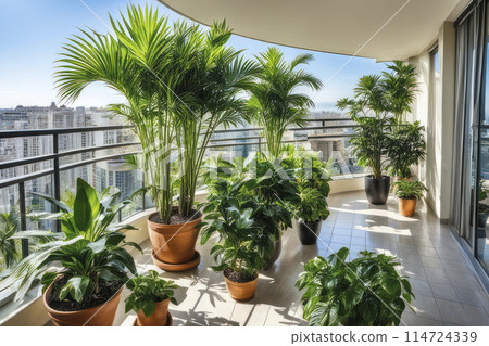 Large balcony and ornamental plants 114724339