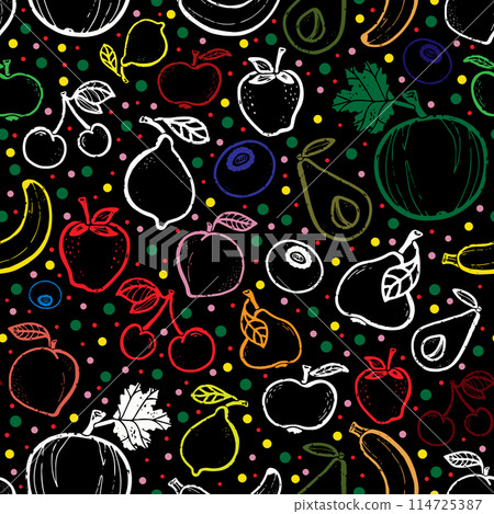 seamless pattern with fruits and vegetables 114725387