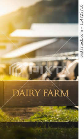 Dairy Farm Sign at Sunrise Dairy Farm Sign at Sunrise 114725710