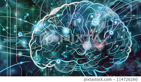 Cyber image of AI and the brain linking Cyber image of AI and the brain linking 114726260