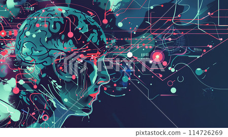 Cyber image of AI and the brain linking Cyber image of AI and the brain linking 114726269