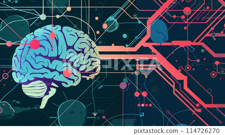Cyber image of AI and the brain linking 114726270