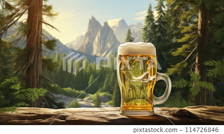 Beer with a forest background Beer with a forest background 114726846