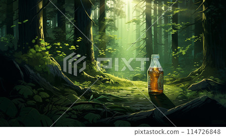 Beer with a forest background Beer with a forest background 114726848