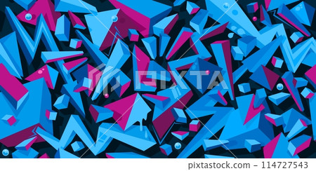 Trendy Seamless Colorful Abstract Graffiti Style Geometric Pattern Vector Illustration Background 114727543