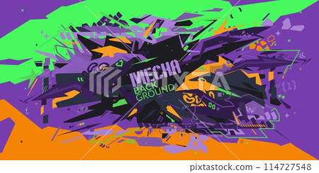Abstract Urban Neon Futuristic Geometric Graffiti Street Art Style Vector Background 114727548