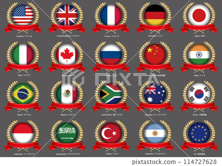 G20 national flag image material set G20 national flag image material set 114727628