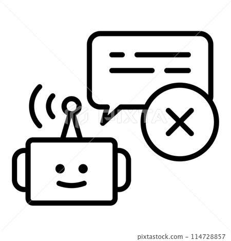 Icon of a chat AI robot giving incorrect information. Icon of a chat AI robot giving incorrect information. 114728857