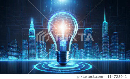 城市景觀和燈絲燈泡 城市景觀和燈絲燈泡 114728941