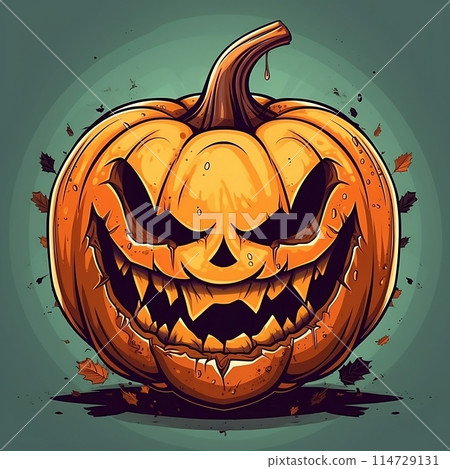 Big scary pumpkin on holiday Halloween, Ai generated 114729131