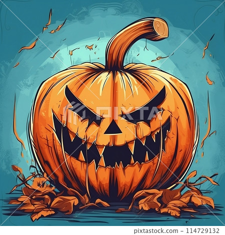 Big scary pumpkin on holiday Halloween, Ai generated 114729132
