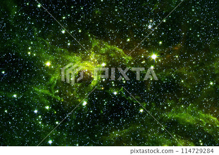 Green galaxy with stars. Elements of this image furnished by NASA 114729284