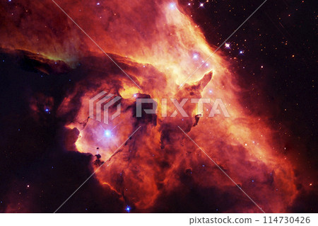 Red cosmic nebula. Elements of this image furnished by NASA 114730426