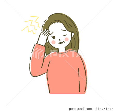 Person with a headache Woman with a headache Person suffering from a headache 114731242