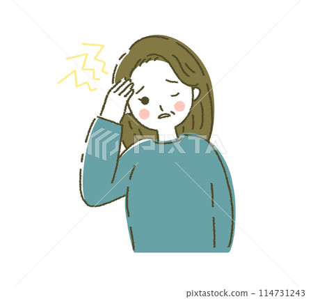 Person with a headache Woman with a headache Person suffering from a headache 114731243