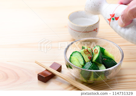 Spicy cucumber Perfect for summer Spicy addictive cucumber (lightly pickled cucumber) 114731329