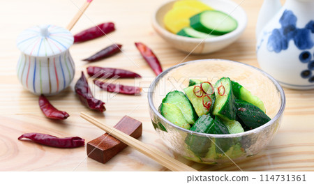 Spicy cucumber Perfect for summer Spicy addictive cucumber (lightly pickled cucumber) 114731361