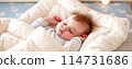 Cute little baby sleeping in soft bed. Family concept. 114731686