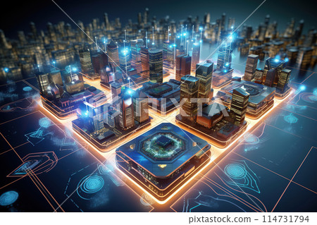 Generative ai on theme of beautiful digital technologies 5G for design natural abstract background 114731794