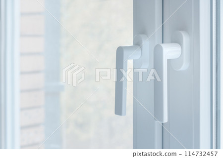 PVC window handles, selective focus 114732457