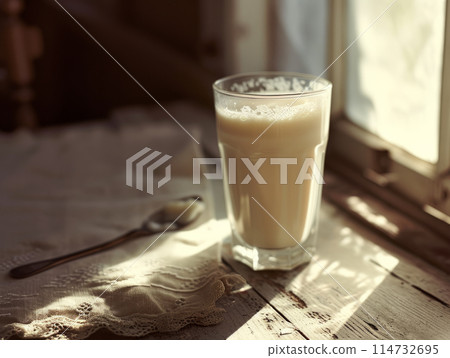 Glass of village milk 114732695