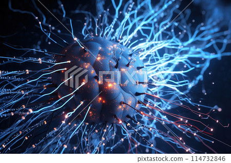 Generative ai on theme of beautiful inner part microchip for design natural abstract background 114732846