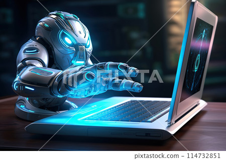 Generative ai on theme of beautiful surface robot hand for design natural abstract background 114732851