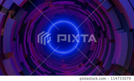 3d illustration colorful round neon portal at night 3d illustration colorful round neon portal at night 114733079