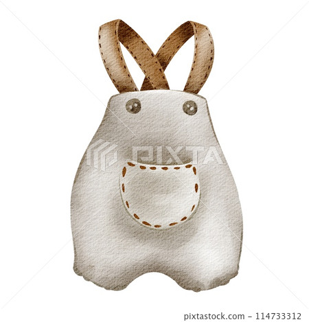 Baby clothes isolated on white background. Hand drawn watercolor illustration. Newborn baby things on a white background. Suitable for cards, invitations and announcements. Baby clothes isolated on white background. Hand drawn watercolor illustration. Newborn baby things on a white background. Suitable for cards, invitations and announcements. 114733312