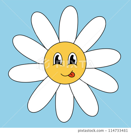 Mrs.Daisy♡常連様 6点おまとめ Retro 70s 60s 80s Hippie Groovy cute Daisy - Stock Illustration