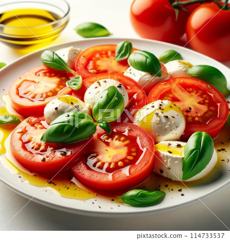Fresh tomato and mozzarella salad 114733537