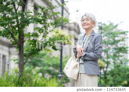 Gray-haired senior woman 114733645