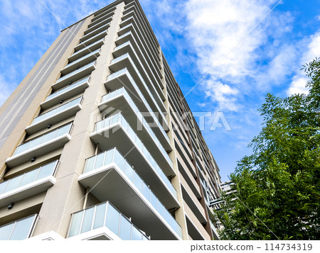 Image of the tower apartment building's exterior Image of the tower apartment building's exterior 114734319