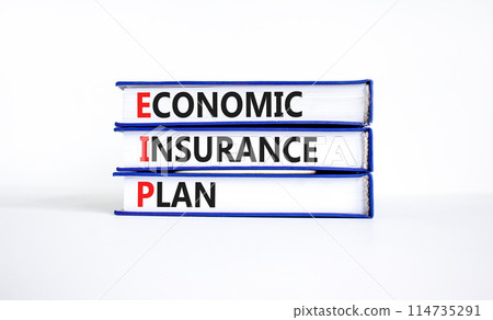 EIP economic insurance plan symbol. Concept words EIP economic insurance plan on beautiful books. Beautiful white background. Business EIP economic insurance plan concept. Copy space. EIP economic insurance plan symbol. Concept words EIP economic insurance plan on beautiful books. Beautiful white background. Business EIP economic insurance plan concept. Copy space. 114735291