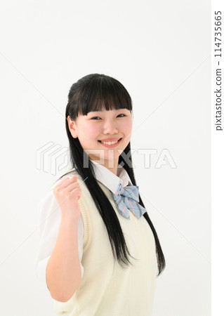 High school girl portrait fist pump High school girl portrait fist pump 114735665
