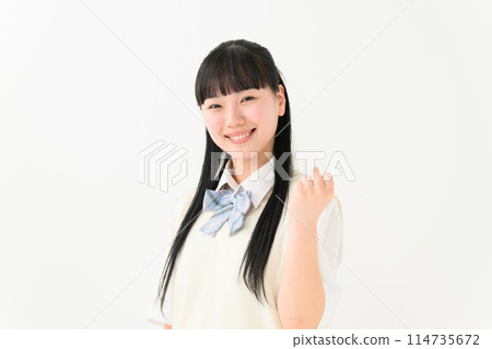 High school girl portrait fist pump High school girl portrait fist pump 114735672