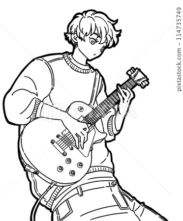 一個彈電吉他的男人的插圖 一個彈電吉他的男人的插圖 114735749