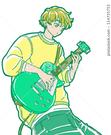 一個彈電吉他的男人的插圖 一個彈電吉他的男人的插圖 114735753
